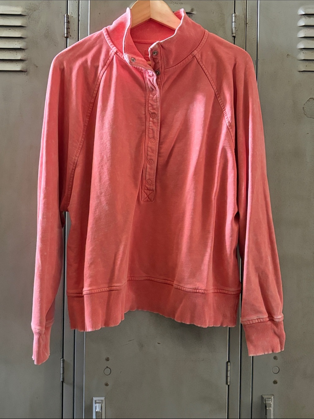 American Eagle Outfitters Coral Button-Front Pullover